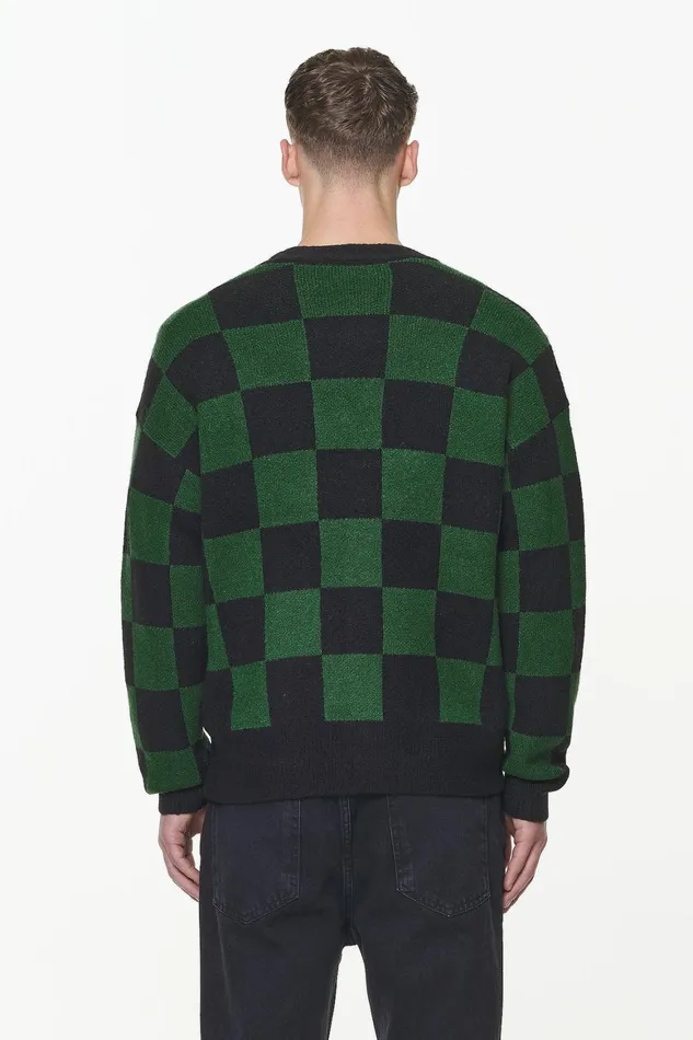 Men Pegador Sweaters Todd Checkered Knit Cardigan Onyx Black British Green Men Pegador Sweaters Todd Checkered Knit Cardigan Onyx Black British Green