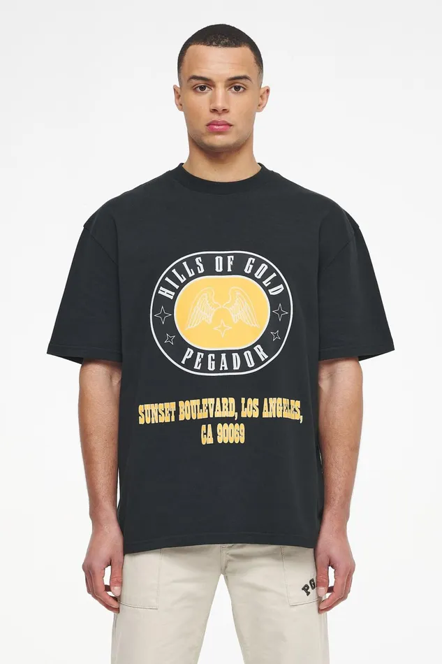 Men Pegador Tees Algon Oversized Tee Vintage Washed Black Ink