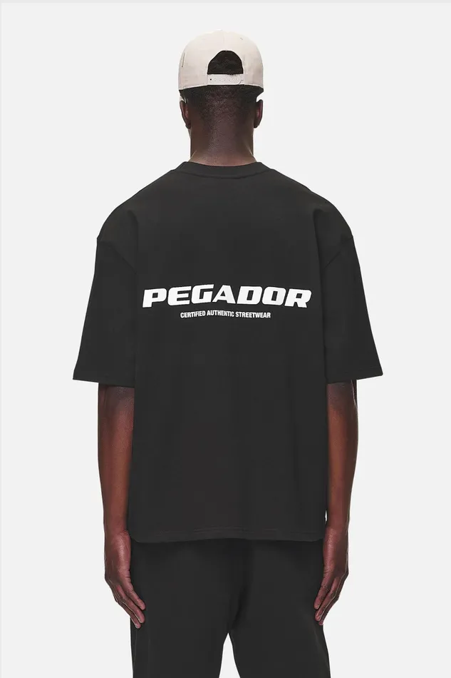 Men Pegador Tees Colne Logo Oversized Tee Washed Black