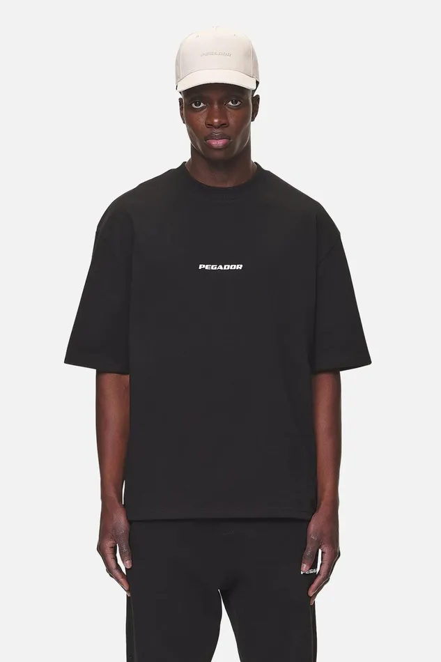 Men Pegador Tees Colne Logo Oversized Tee Washed Black Men Pegador Tees Colne Logo Oversized Tee Washed Black