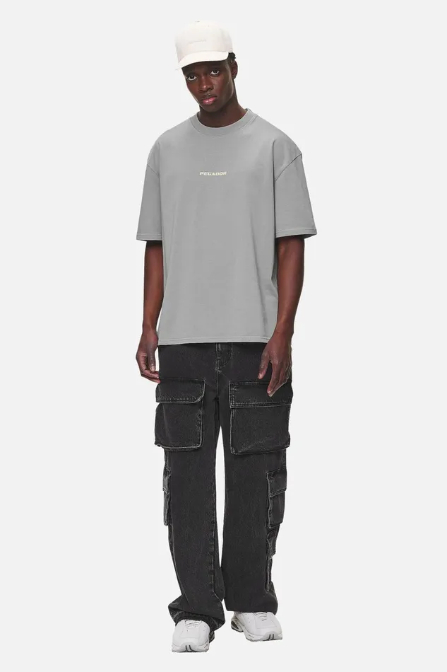 Men Pegador Tees Colne Logo Oversized Tee Washed Cool Grey Desert Sand Men Pegador Tees Colne Logo Oversized Tee Washed Cool Grey Desert Sand