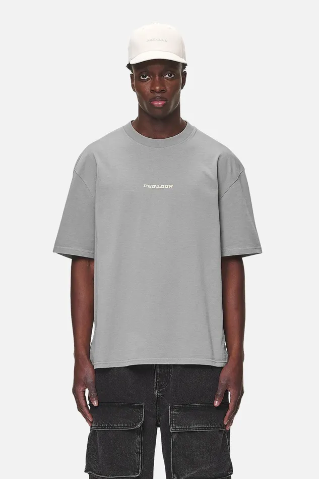 Men Pegador Tees Colne Logo Oversized Tee Washed Cool Grey Desert Sand Men Pegador Tees Colne Logo Oversized Tee Washed Cool Grey Desert Sand