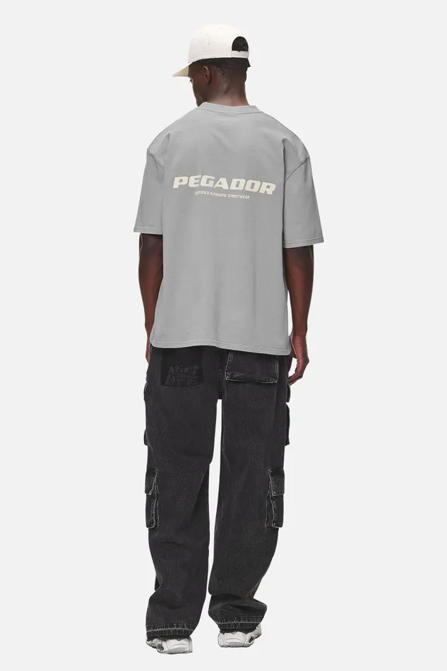 Men Pegador Tees Colne Logo Oversized Tee Washed Cool Grey Desert Sand Men Pegador Tees Colne Logo Oversized Tee Washed Cool Grey Desert Sand