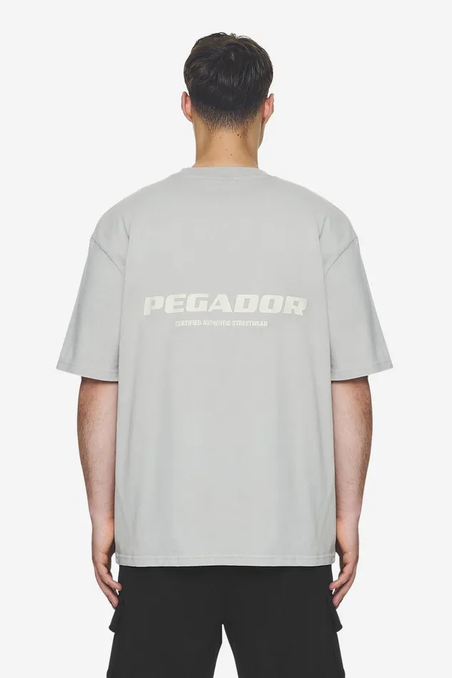 Men Pegador Tees Colne Logo Oversized Tee Washed Pearl Grey Salty Cream