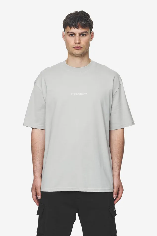 Men Pegador Tees Colne Logo Oversized Tee Washed Pearl Grey Salty Cream