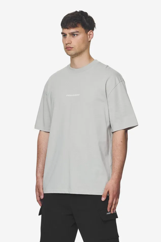 Men Pegador Tees Colne Logo Oversized Tee Washed Pearl Grey Salty Cream
