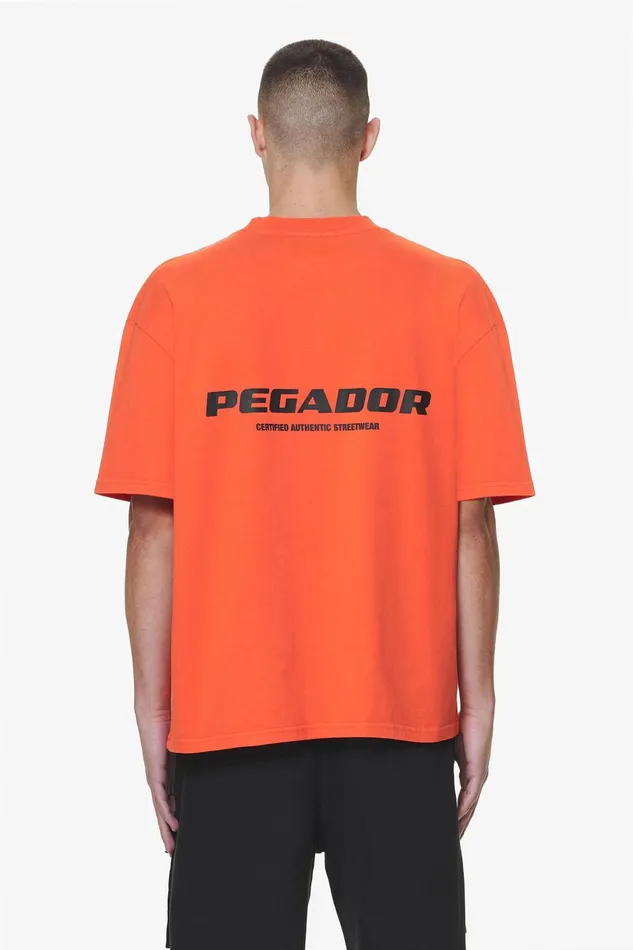 Men Pegador Tees Colne Logo Oversized Tee Washed Signal Red
