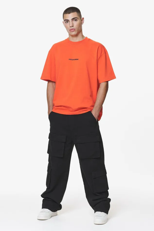 Men Pegador Tees Colne Logo Oversized Tee Washed Signal Red Men Pegador Tees Colne Logo Oversized Tee Washed Signal Red