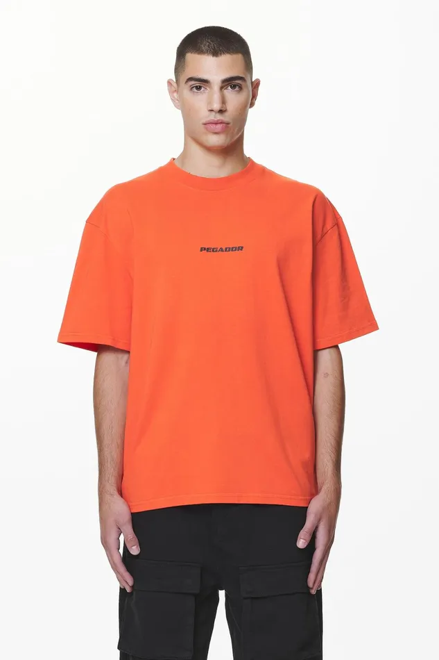 Men Pegador Tees Colne Logo Oversized Tee Washed Signal Red Men Pegador Tees Colne Logo Oversized Tee Washed Signal Red