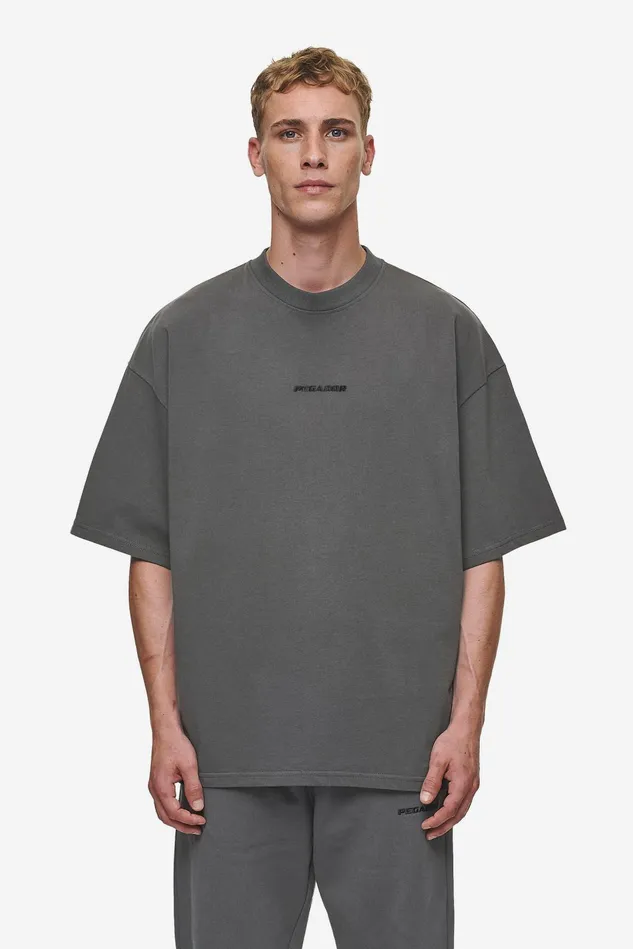 Men Pegador Tees Logo Boxy Tee Washed Anthracite