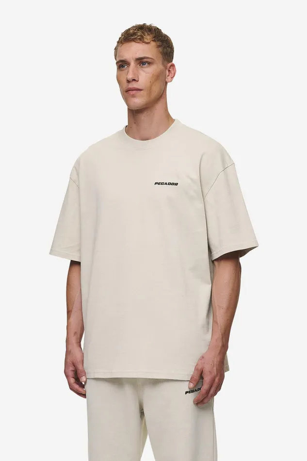 Men Pegador Tees Logo Oversized Tee Washed Light Beige Men Pegador Tees Logo Oversized Tee Washed Light Beige