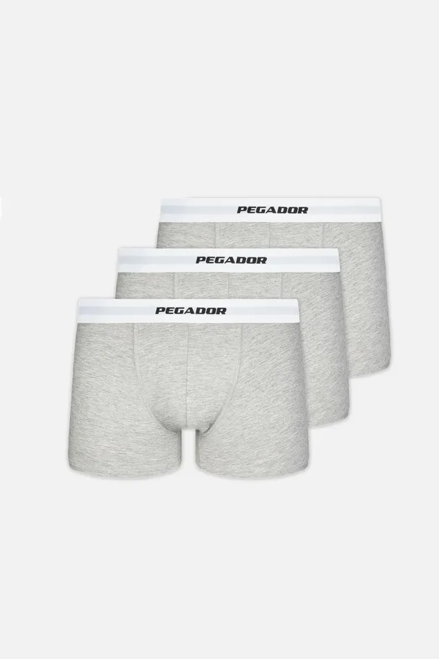 Men Pegador Underwear Camino Boxershorts Single Logo 3 Pack Grey Melange White