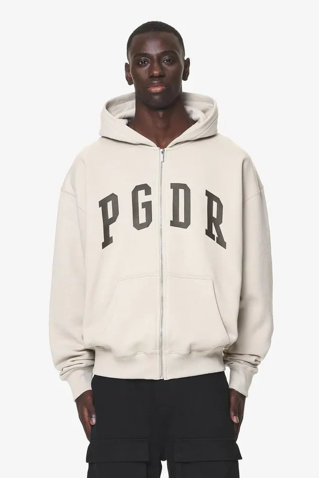 Men Pegador Zip Hoodies Layton Oversized Sweat Jacket Washed Dust Cream