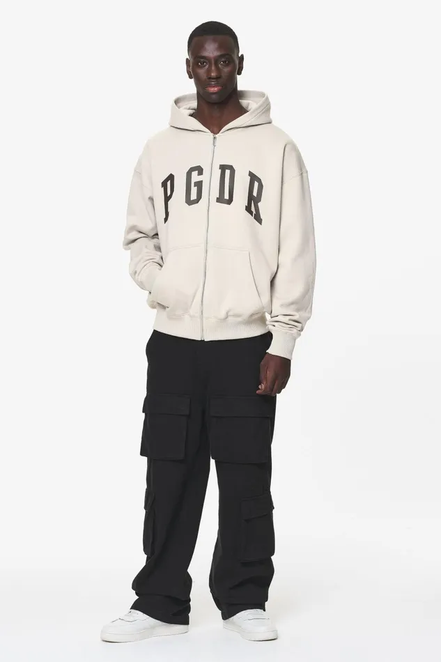 Men Pegador Zip Hoodies Layton Oversized Sweat Jacket Washed Dust Cream Men Pegador Zip Hoodies Layton Oversized Sweat Jacket Washed Dust Cream