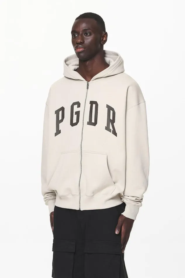 Men Pegador Zip Hoodies Layton Oversized Sweat Jacket Washed Dust Cream Men Pegador Zip Hoodies Layton Oversized Sweat Jacket Washed Dust Cream