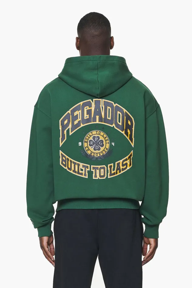 Men Pegador Zip Hoodies Smith Oversized Sweat Jacket Vintage Washed British Green