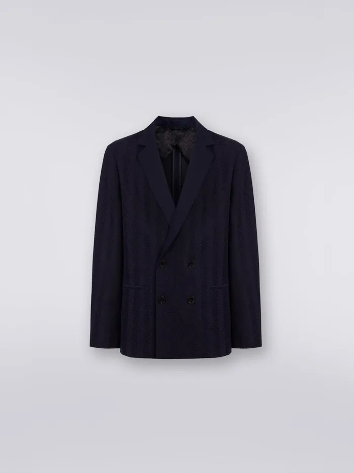 Men Plain Cotton And Viscose Chevron DoubleBreasted Blazer Pink Missoni Coats and Jackets