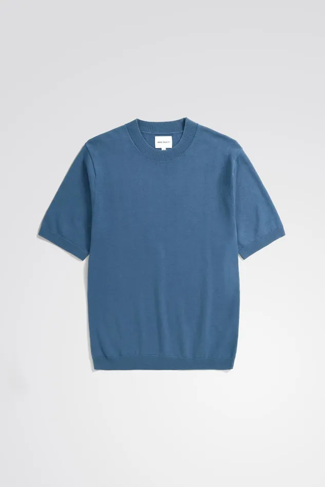 Men Rhys Cotton Linen Tshirt Calcite Blue Norse Projects Knitwear