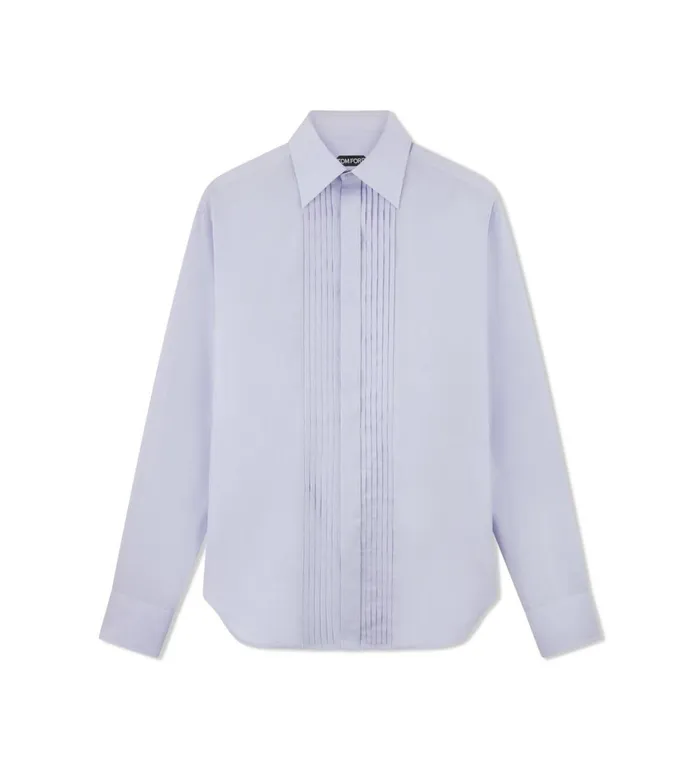 Men Shirts Tom Ford Cotton Silk Serge Fluid Fit Evening Shirt Light Lilac