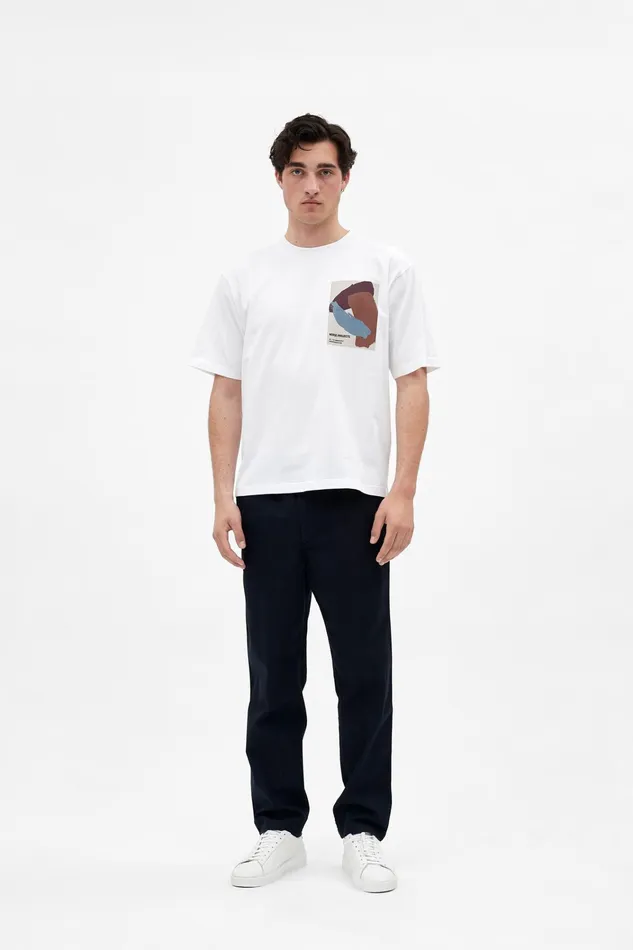 Men Simon Brush Print TShirt White Norse Projects TShirts