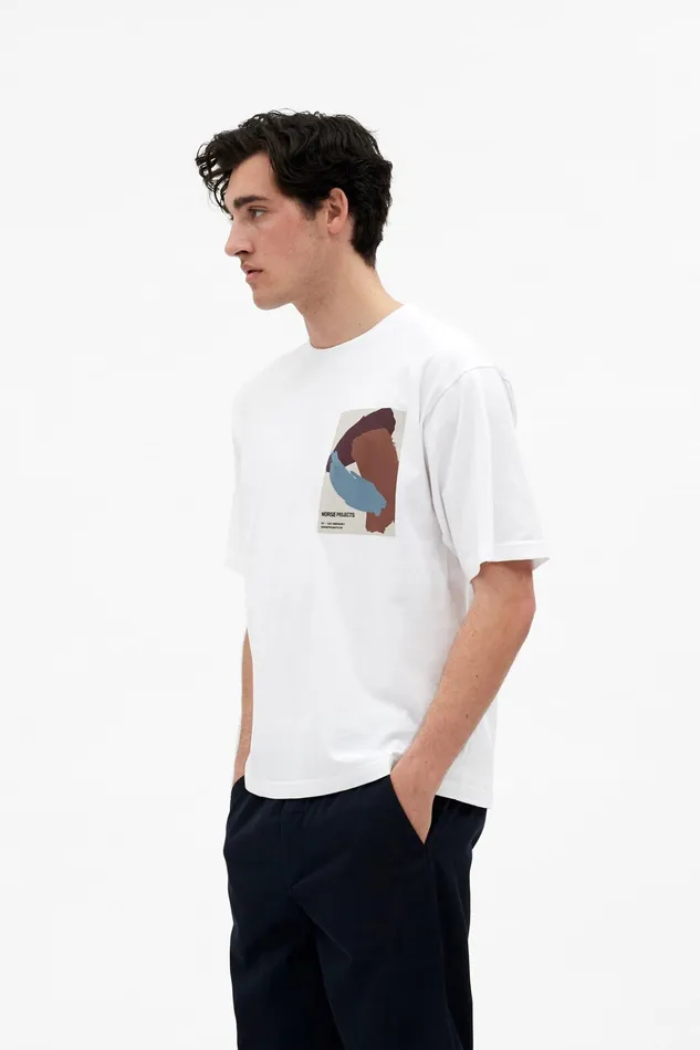 Men Simon Brush Print TShirt White Norse Projects TShirts