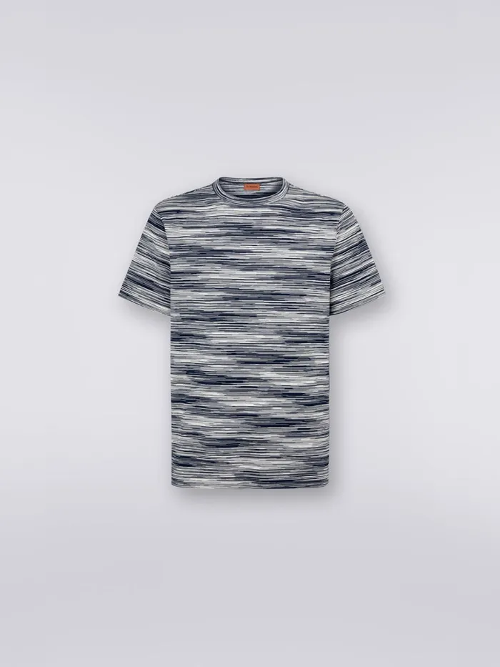 Men Slub Cotton CrewNeck TShirt White Black and Navy Blue Missoni Polos and Tshirts