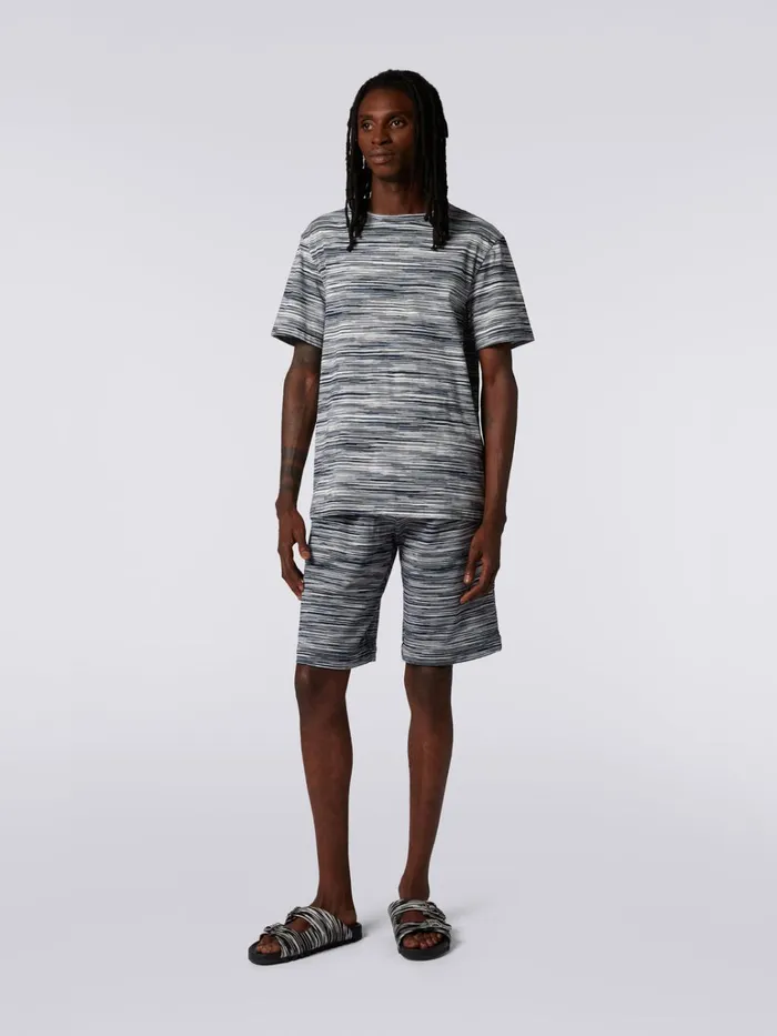 Men Slub Cotton CrewNeck TShirt White Black and Navy Blue Missoni Polos and Tshirts