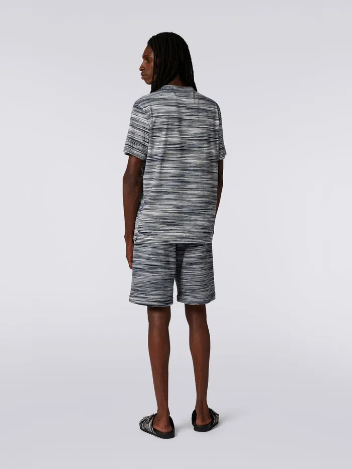 Men Slub Cotton CrewNeck TShirt White Black and Navy Blue Missoni Polos and Tshirts