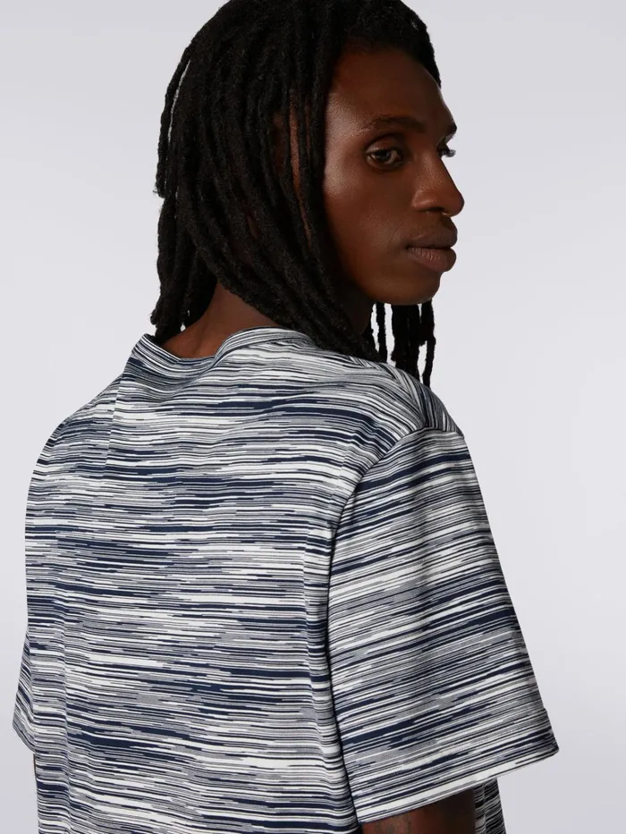 Men Slub Cotton CrewNeck TShirt White Black and Navy Blue Missoni Polos and Tshirts