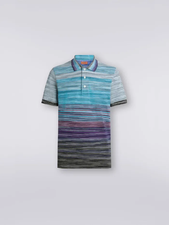 Men Slub Cotton Piqu Polo Shirt Multicoloured Missoni Polos and Tshirts