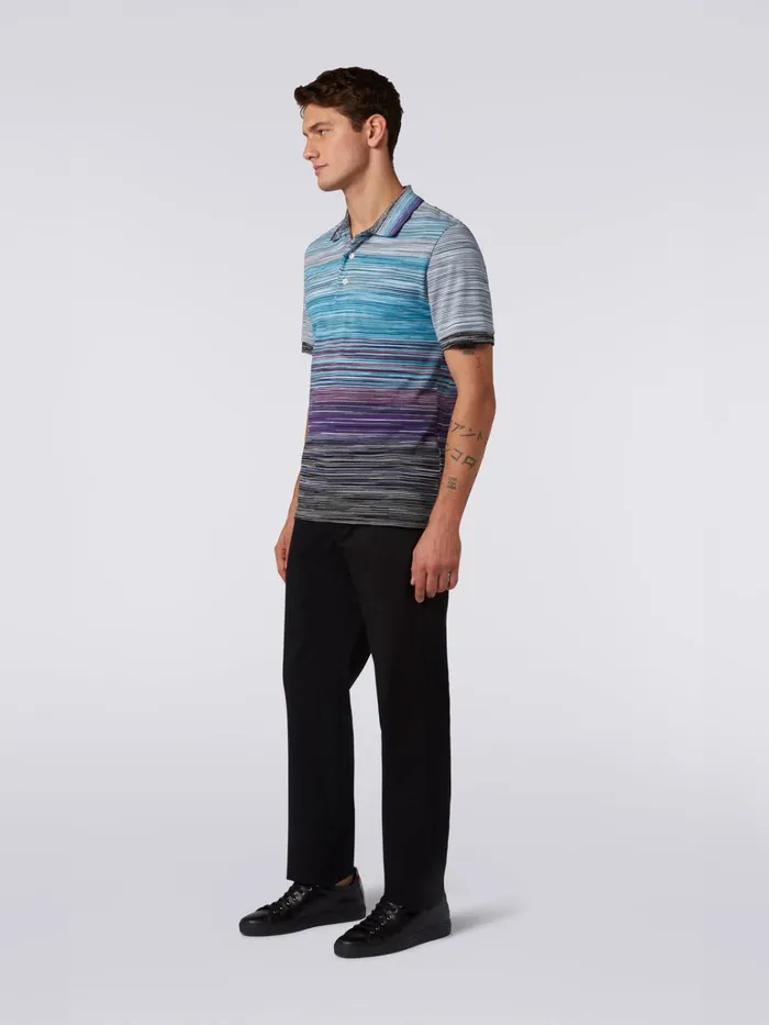 Men Slub Cotton Piqu Polo Shirt Multicoloured Missoni Polos and Tshirts