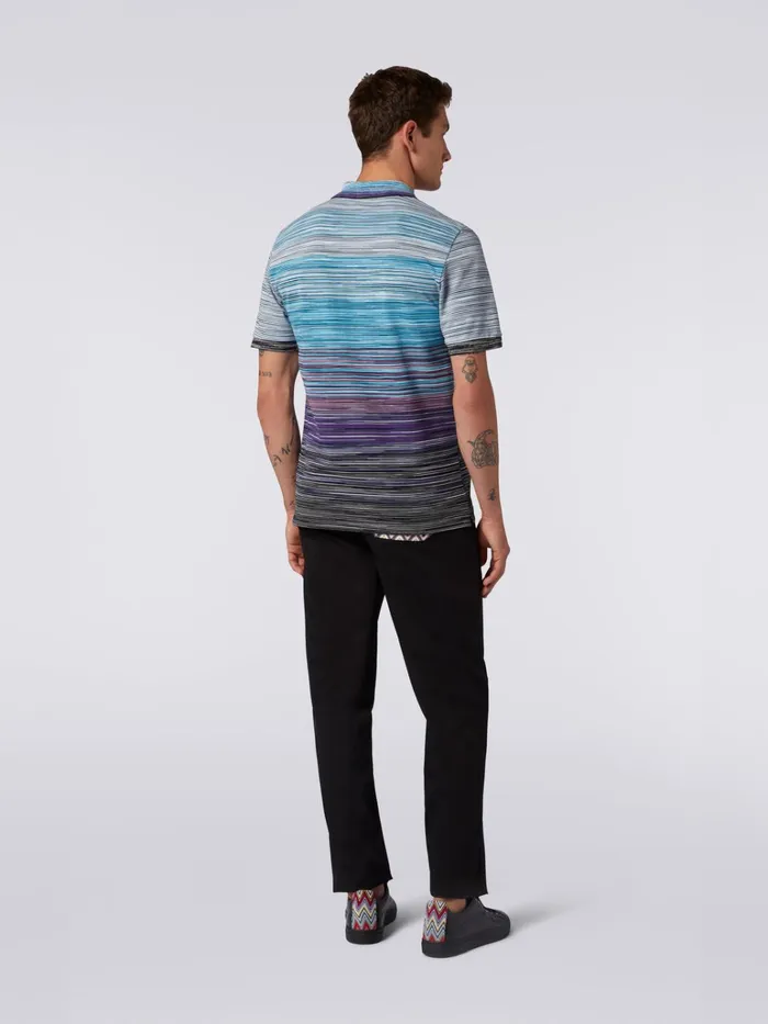 Men Slub Cotton Piqu Polo Shirt Multicoloured Missoni Polos and Tshirts