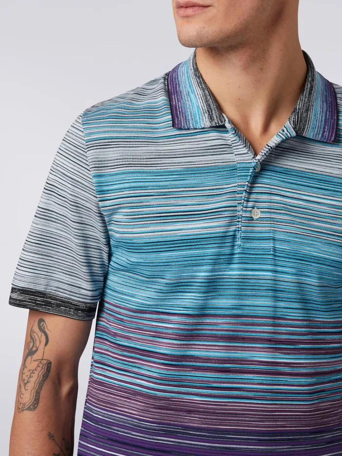 Men Slub Cotton Piqu Polo Shirt Multicoloured Missoni Polos and Tshirts