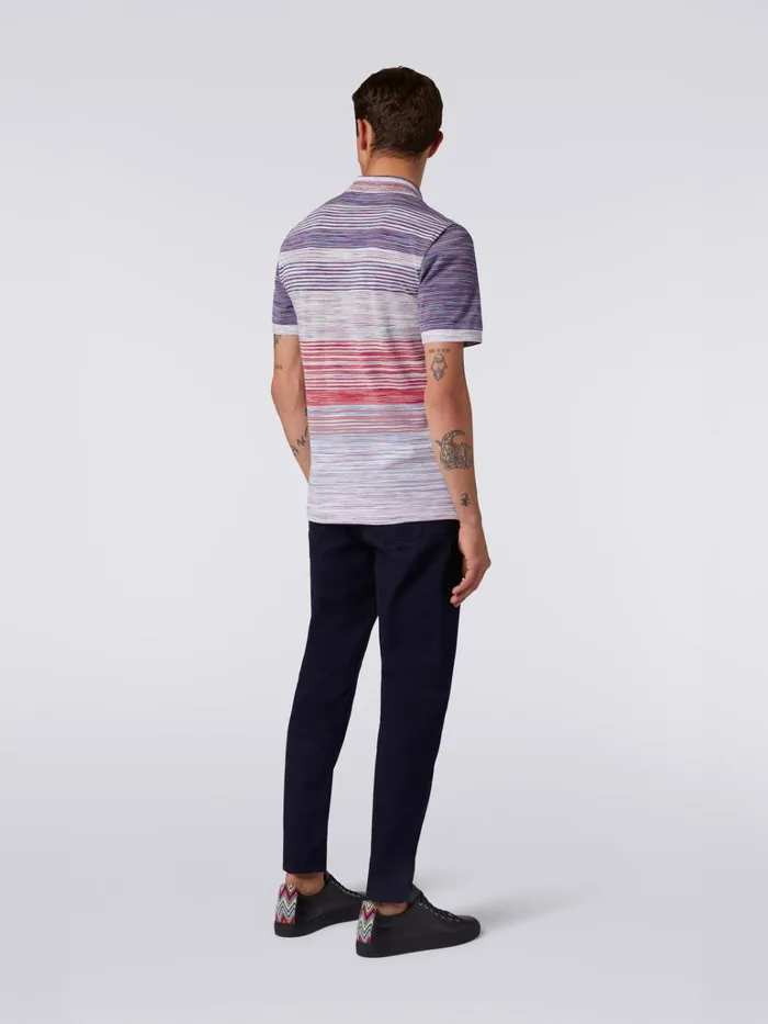 Men Slub Cotton Piqu Polo Shirt Red Purple and Light Blue Missoni Polos and Tshirts