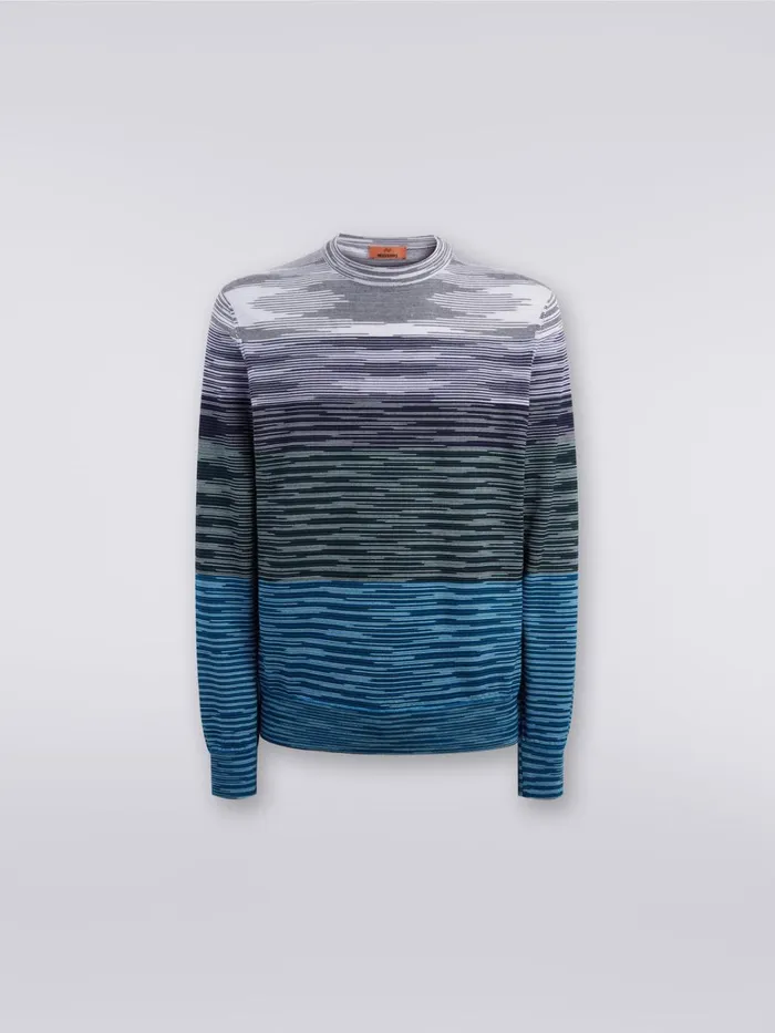 Men Slub Wool CrewNeck Pullover Multicoloured Missoni Knitwear