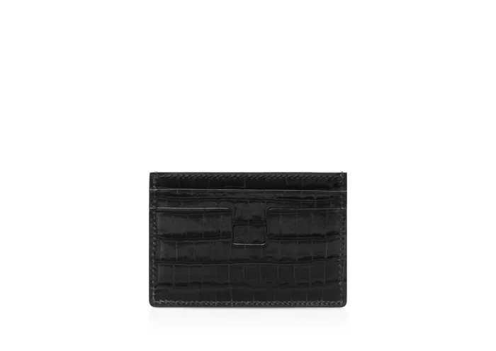 Men Small Leather Goods Tom Ford Glossy Printed Croc Classic Cardholder Black Men Small Leather Goods Tom Ford Glossy Printed Croc Classic Cardholder Black