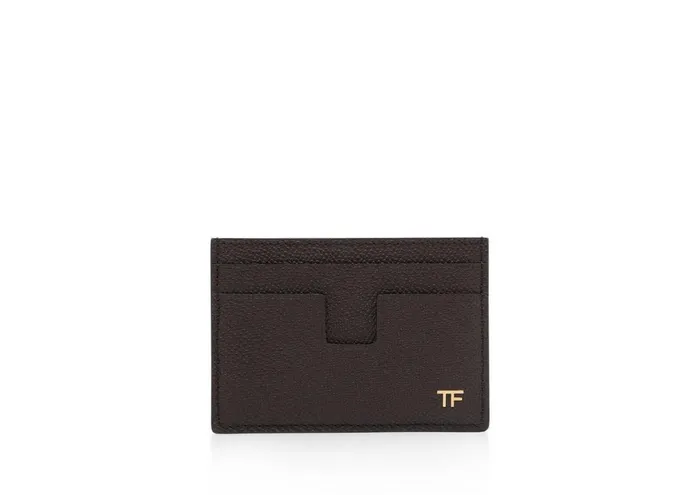 Men Small Leather Goods Tom Ford Small Grain Leather Money Clip Cardholder Brown