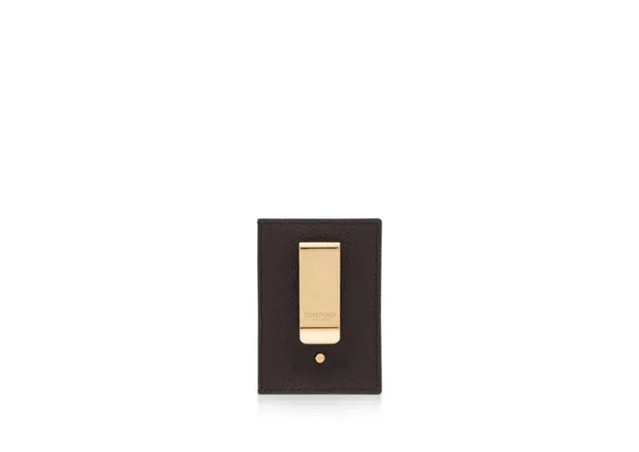Men Small Leather Goods Tom Ford Small Grain Leather Money Clip Cardholder Brown Men Small Leather Goods Tom Ford Small Grain Leather Money Clip Cardholder Brown
