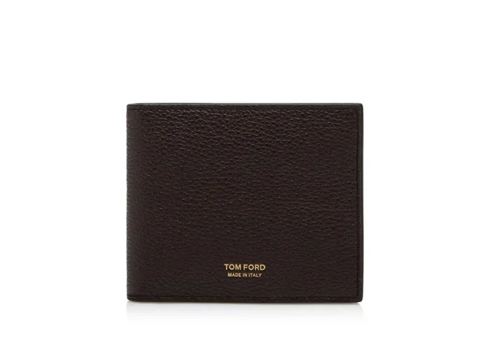 Men Small Leather Goods Tom Ford TwoTone Grain Leather Classic Bifold Wallet Chocolate Almond