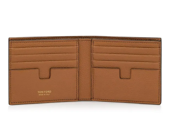 Men Small Leather Goods Tom Ford TwoTone Grain Leather Classic Bifold Wallet Chocolate Almond Men Small Leather Goods Tom Ford TwoTone Grain Leather Classic Bifold Wallet Chocolate Almond