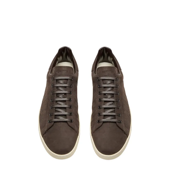 Men Sneakers Tom Ford Stamped Croc Nubuck Warwick Sneaker Fango Cream Men Sneakers Tom Ford Stamped Croc Nubuck Warwick Sneaker Fango Cream