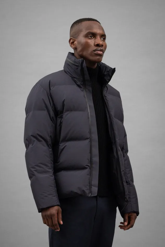 Men Stand Collar Short Down Jacket Pertex Shield Dark Navy Norse Projects Outerwear
