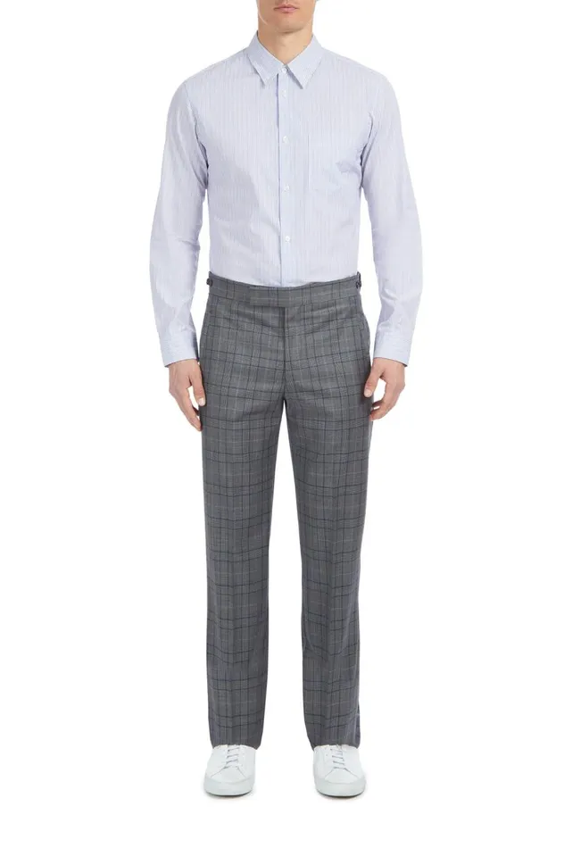 Men Suits Gabriela Hearst Sebastian Pant In BlueGrey Check Virgin Wool