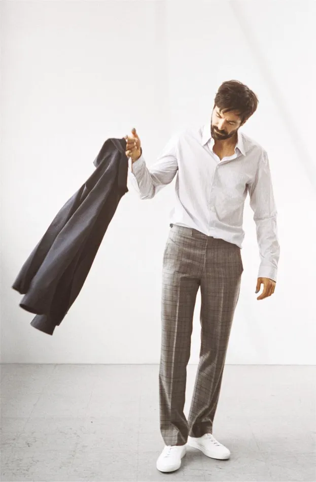Men Suits Gabriela Hearst Sebastian Pant In BlueGrey Check Virgin Wool