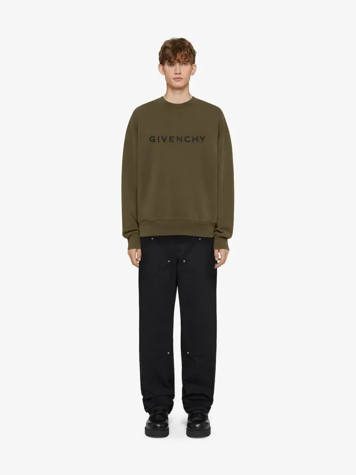Men Sweatshirts and Hoodies Givenchy GIVENCHY Archetype Slim Fit Sweatshirt In Fleece Khaki