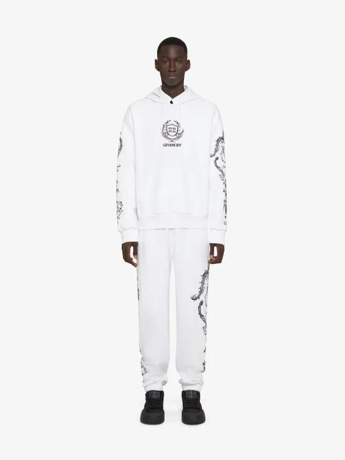 Men Sweatshirts and Hoodies Givenchy GIVENCHY Crest Boxy Fit Hoodie In Fleece White