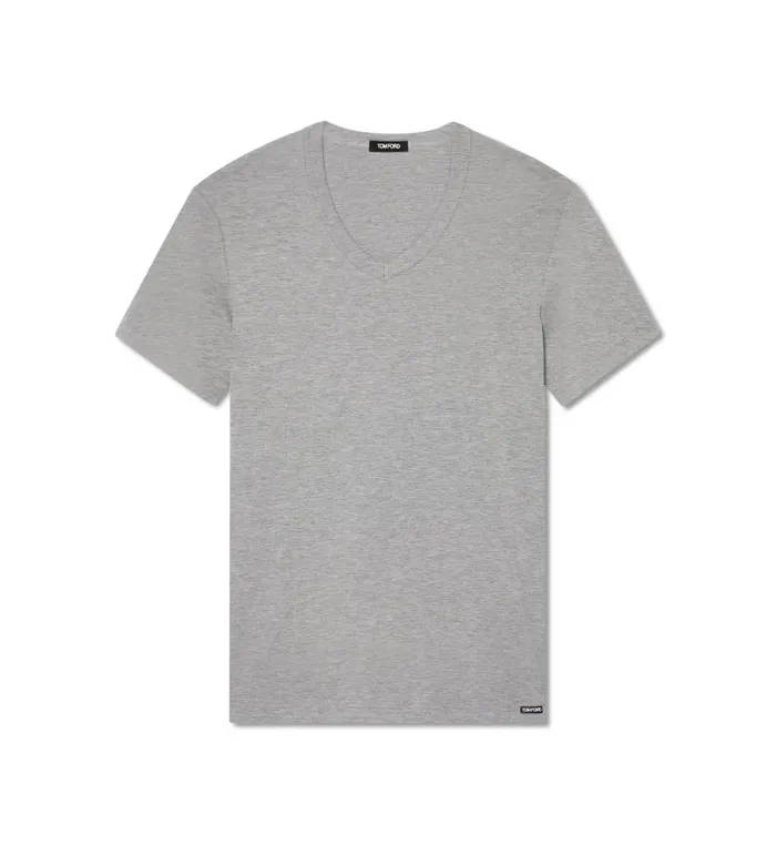 Men TSHIRTS Tom Ford Cotton VNeck TShirt Grey