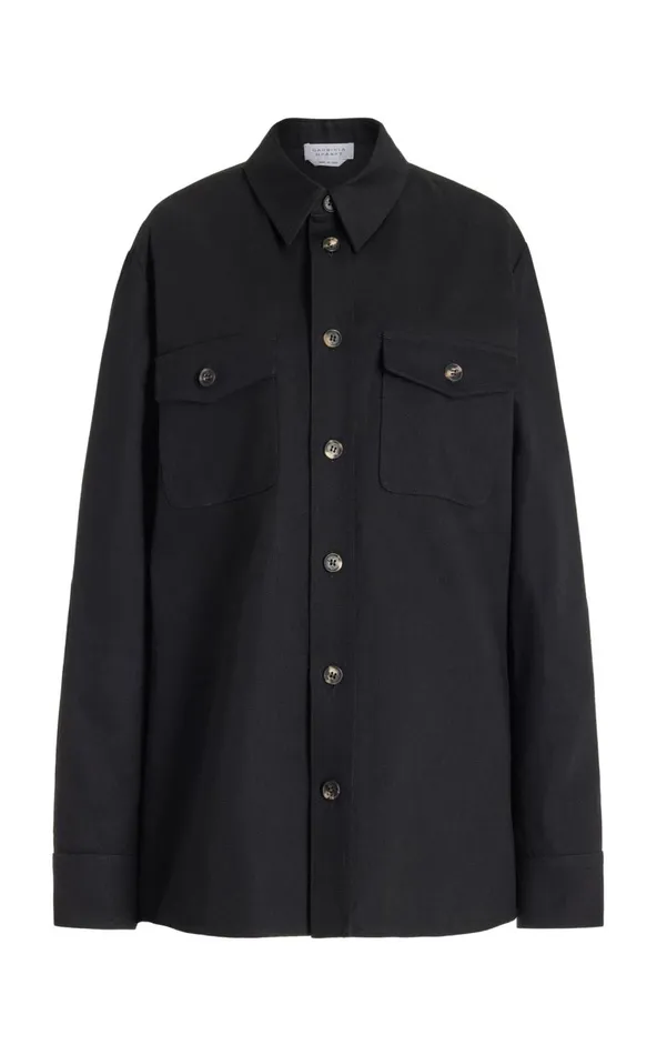 Men Tops Gabriela Hearst Everly Overshirt In Black Organic Cotton