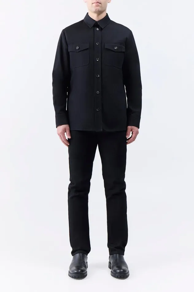 Men Tops Gabriela Hearst Everly Overshirt In Black Organic Cotton