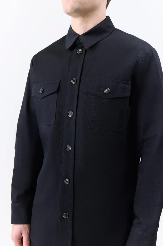 Men Tops Gabriela Hearst Everly Overshirt In Black Organic Cotton